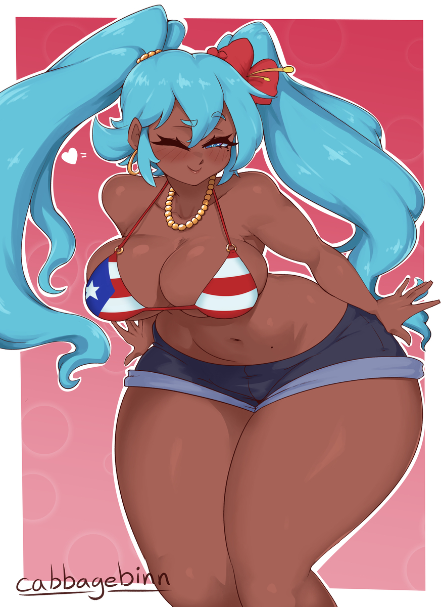 This is a pixiv picture whose title is Puerto Rican Miku.