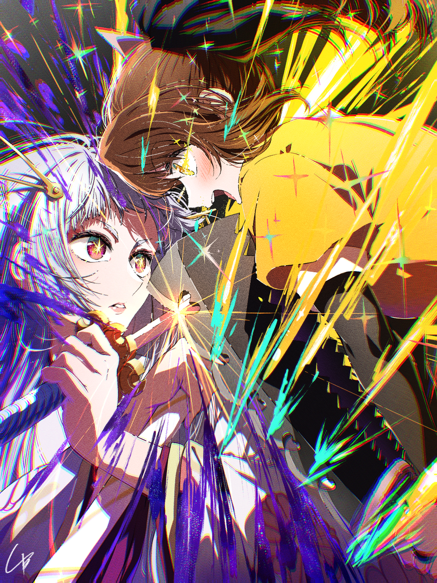 This is a pixiv picture whose title is 『衝突』.