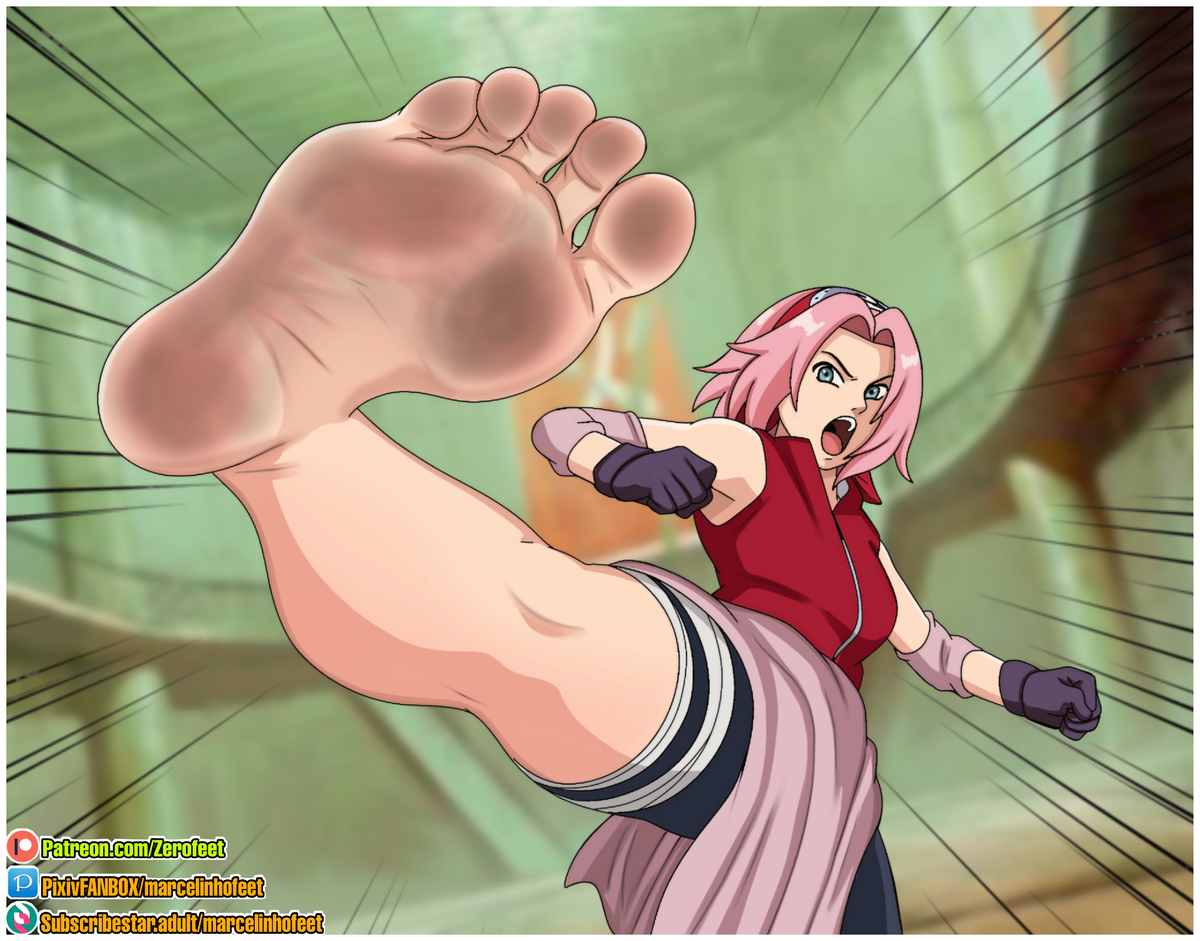 This is a pixiv picture whose title is Sakura Kick with Dirty Feet.