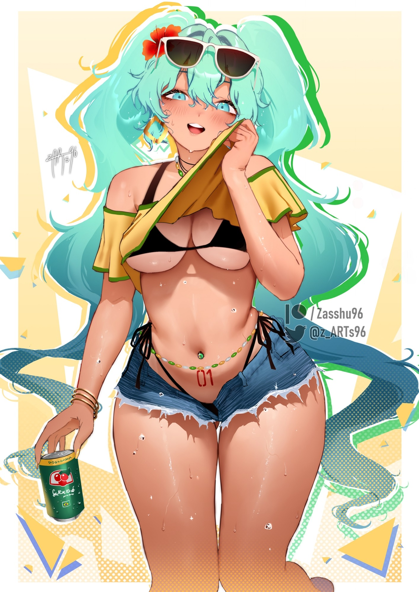 This is a pixiv picture whose title is Brazilian Miku.