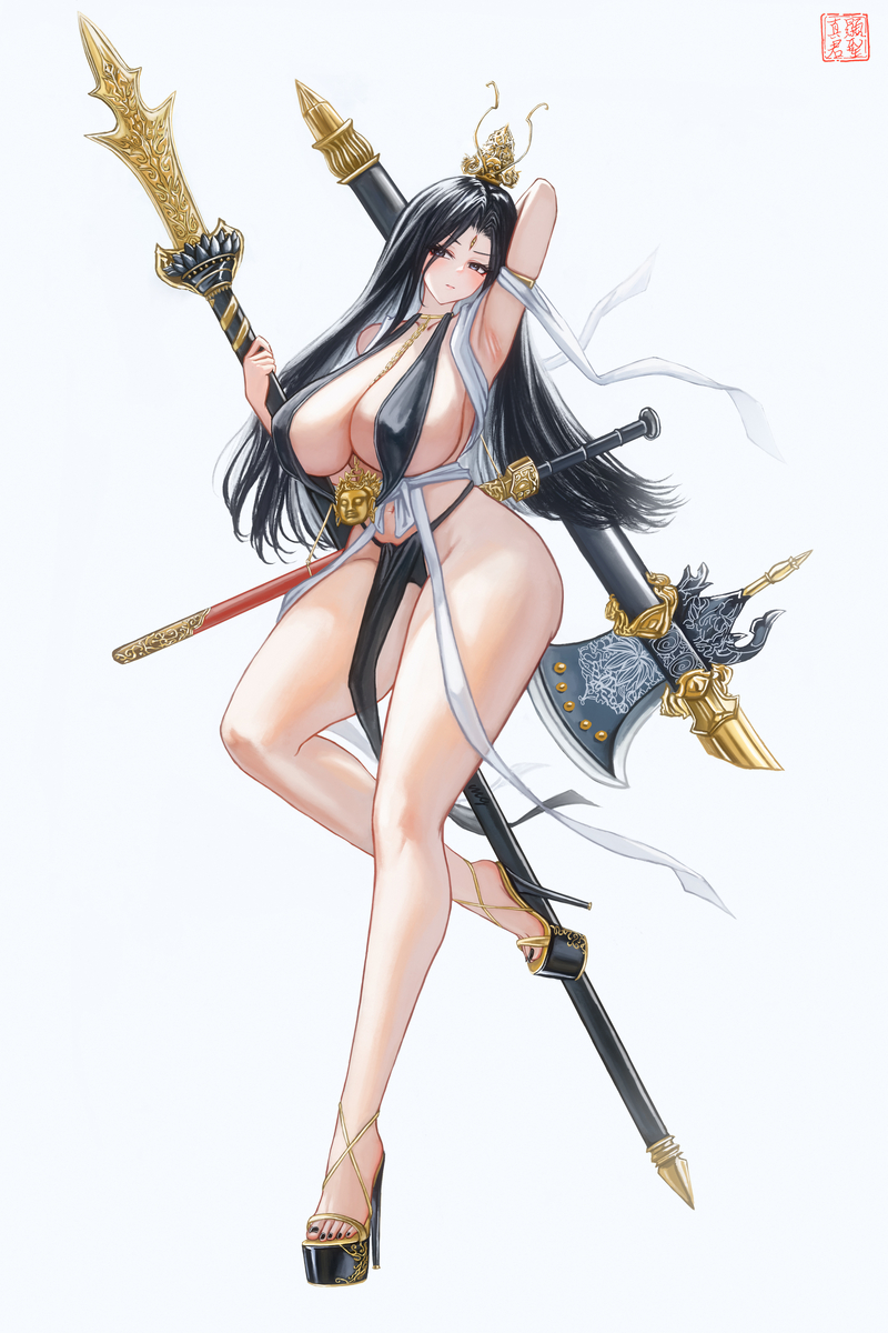 This is a pixiv picture whose title is 杨戬娘化 YangJian Feminine.