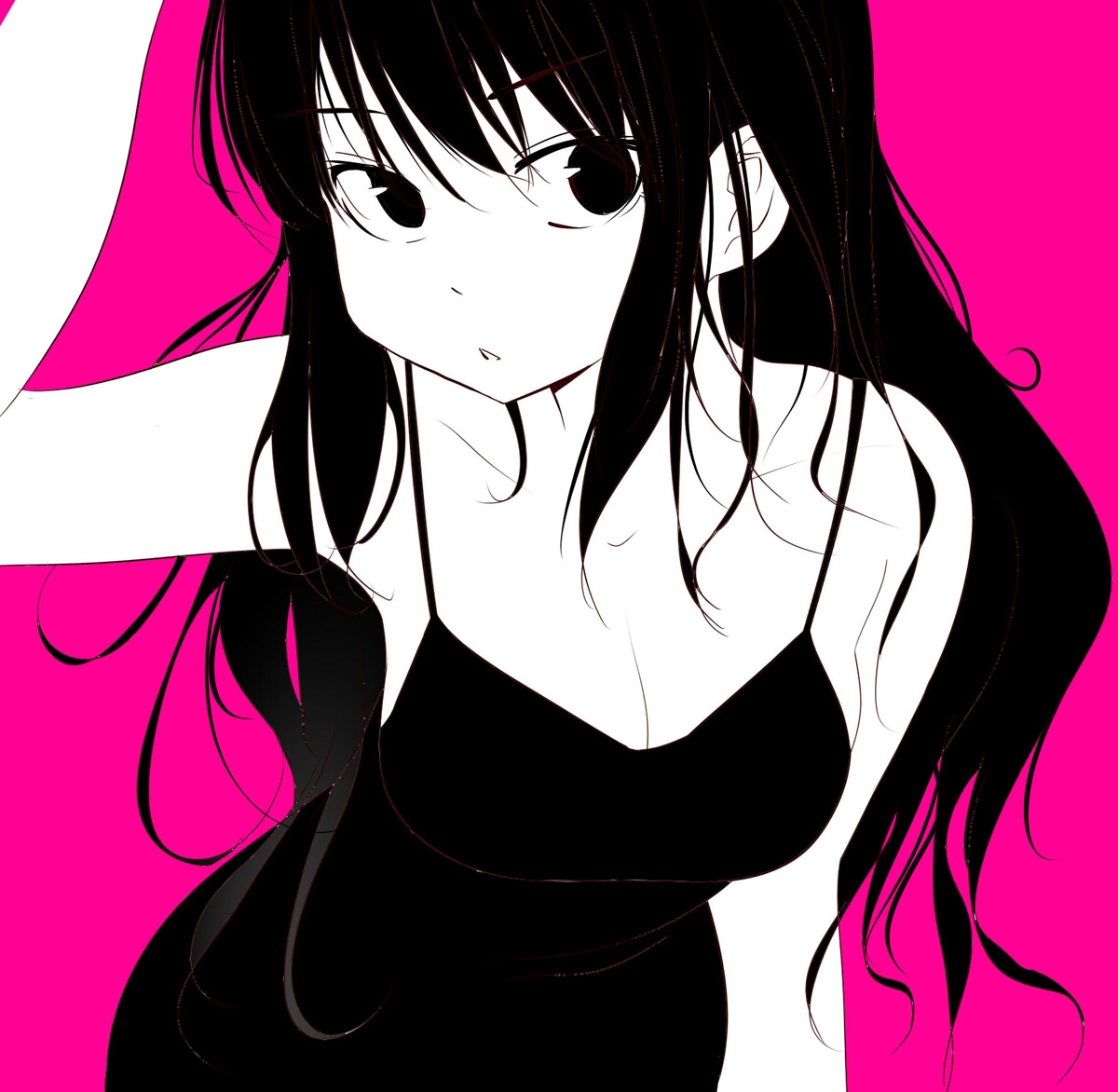 This is a pixiv picture whose title is 黒髪女子.