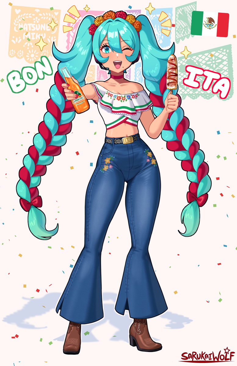 This is a pixiv picture whose title is Mexican Miku.