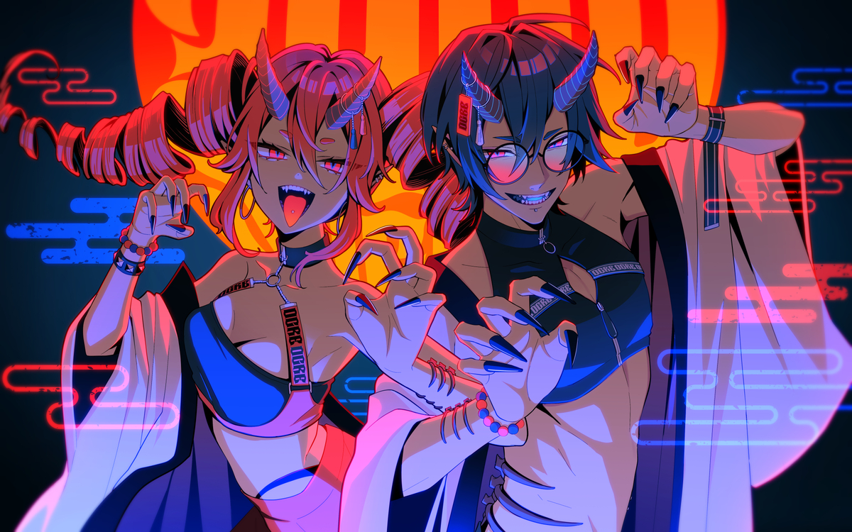 This is a pixiv picture whose title is 鬼の首.