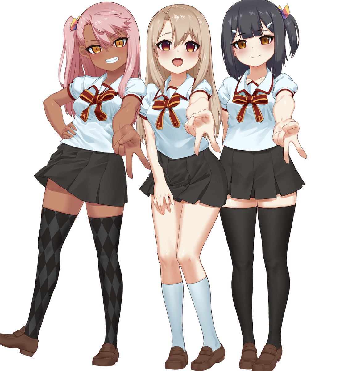 This is a pixiv picture whose title is kuro miyu illya group peace PNG.