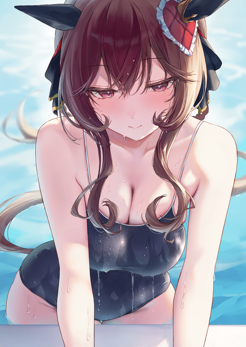 This is a pixiv picture whose title is スク水ジェンティルドンナ.