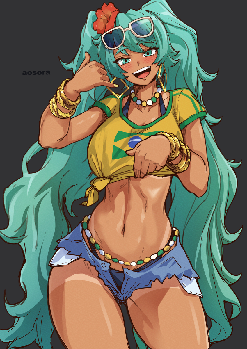 This is a pixiv picture whose title is brazilian miku.