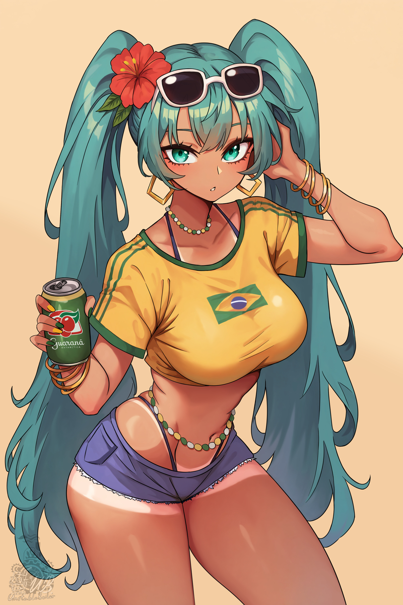 This is a pixiv picture whose title is Brazilian Miku.