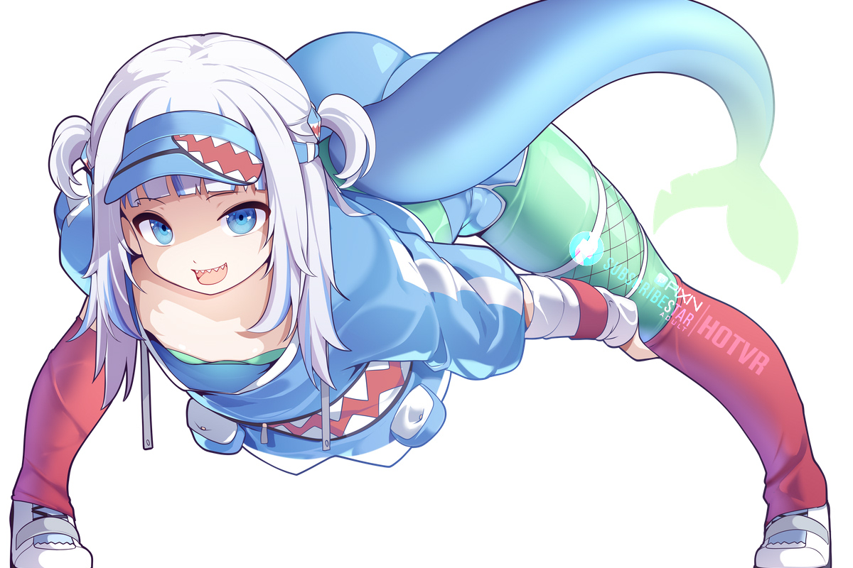 This is a pixiv picture whose title is Gawrgura 80s fitness.