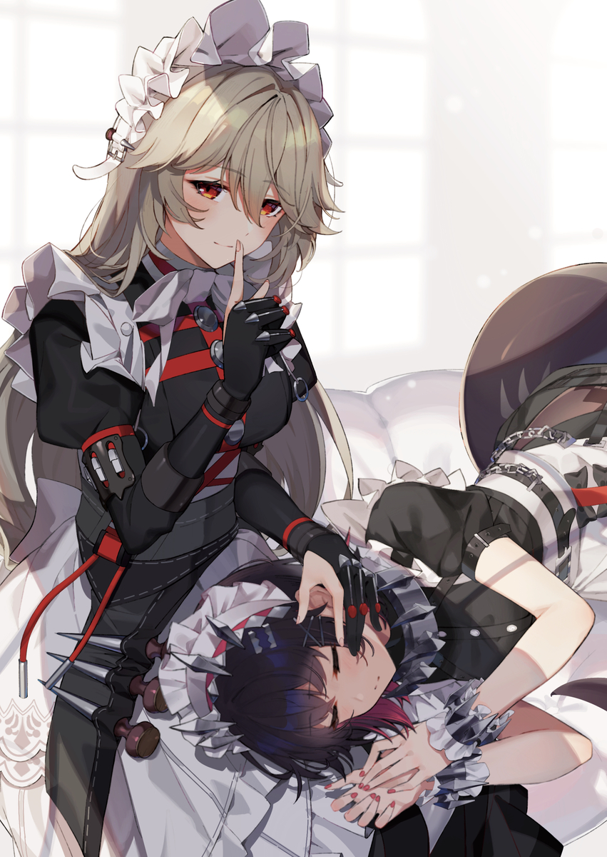 This is a pixiv picture whose title is 【zzz】メイド長とサメ.
