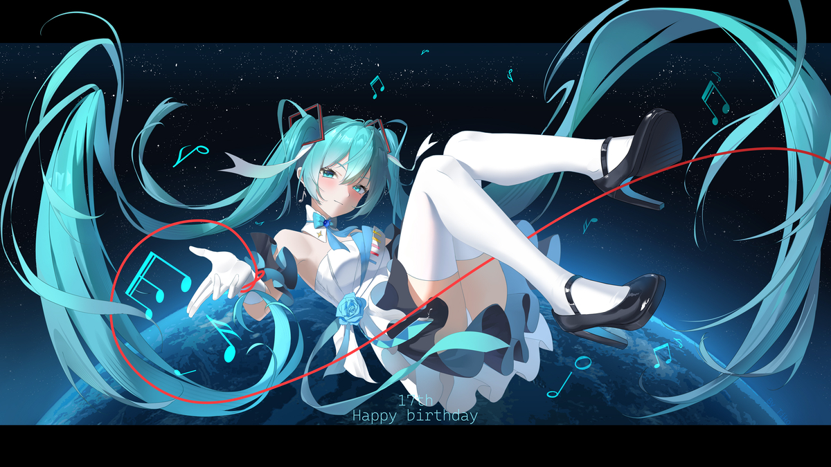 This is a pixiv picture whose title is Miku 17th.