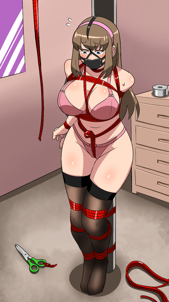 This is a pixiv picture whose title is Self-bondage Hitomi.