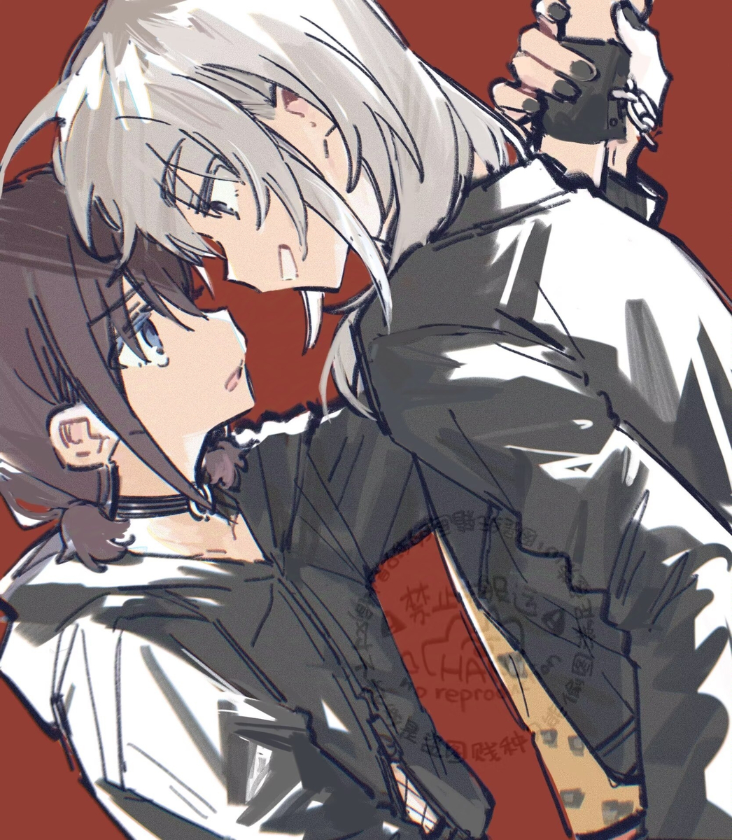 This is a pixiv picture whose title is 【になもも】喧嘩上等.