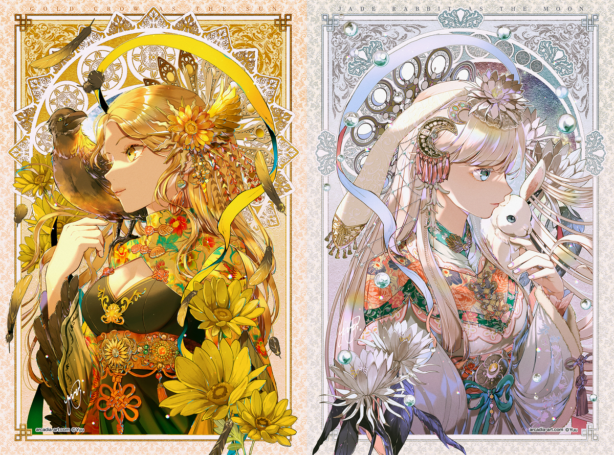 This is a pixiv picture whose title is 金烏玉兎.