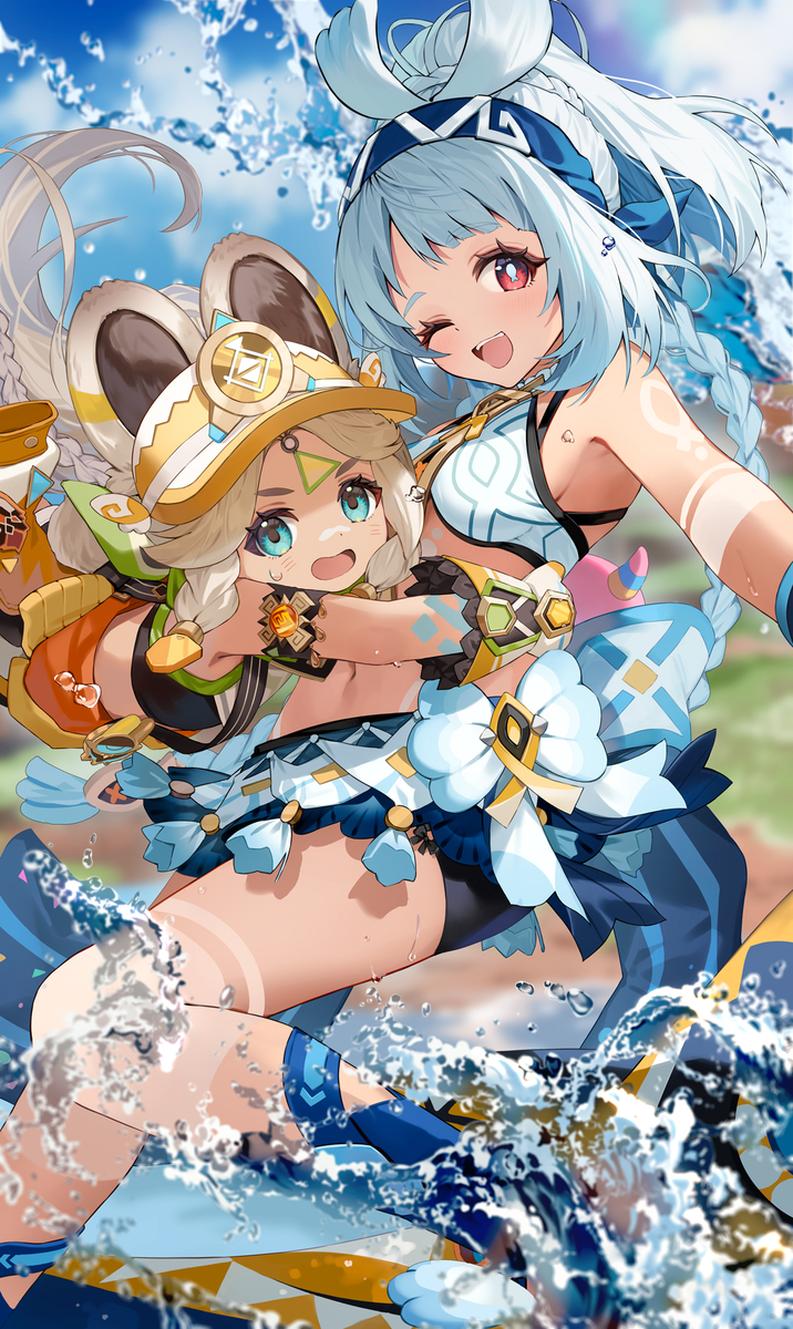 This is a pixiv picture whose title is 「しっかり掴まっててねー！」.
