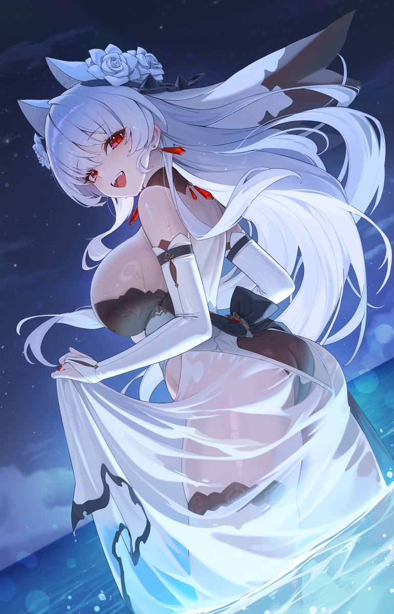 This is a pixiv picture whose title is 月下.