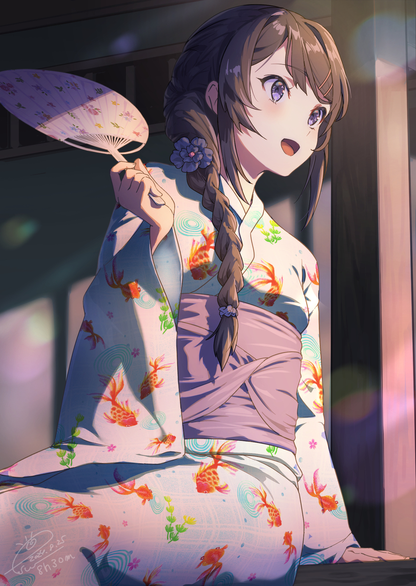 This is a pixiv picture whose title is 花火を見ている麻衣さんを見る.