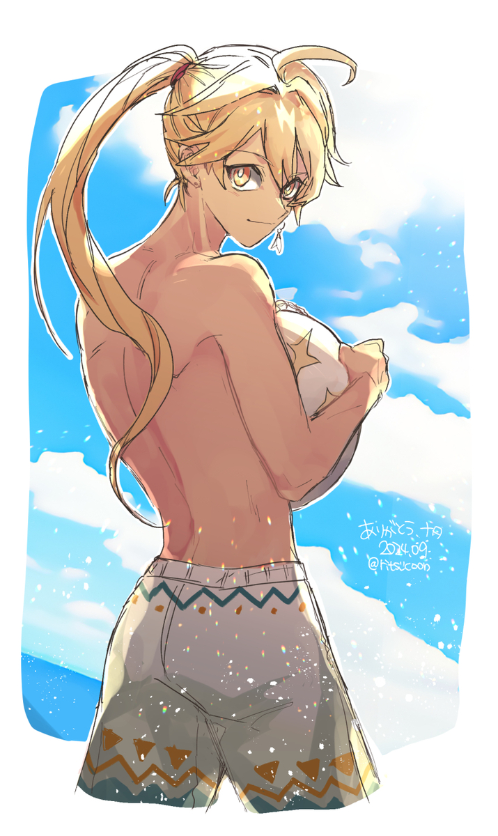 This is a pixiv picture whose title is ポニテ空⛅️.