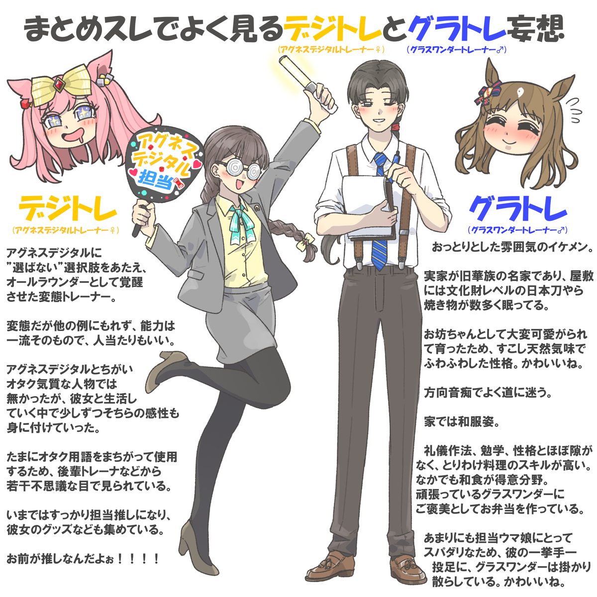 This is a pixiv picture whose title is まとめスレでよく見るデジトレとグラトレ妄想.
