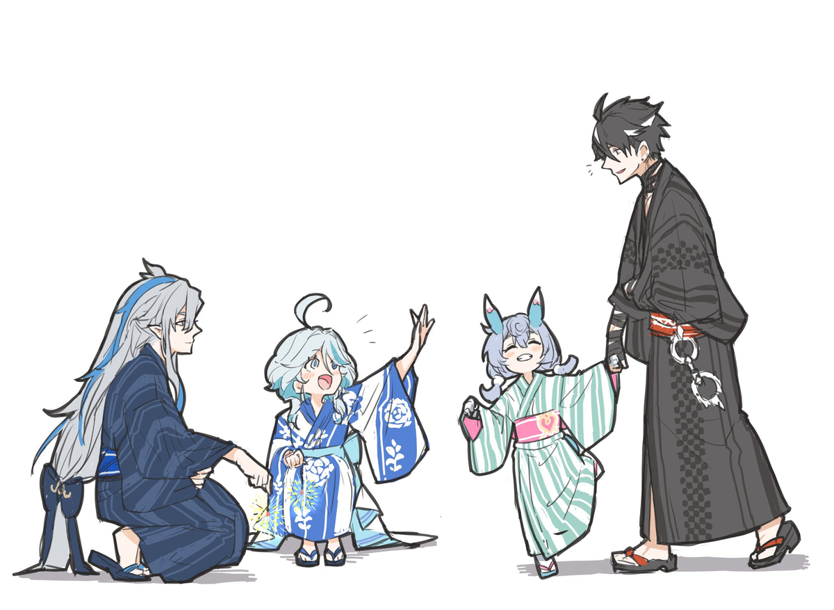 This is a pixiv picture whose title is フォンテーヌの夏休み.