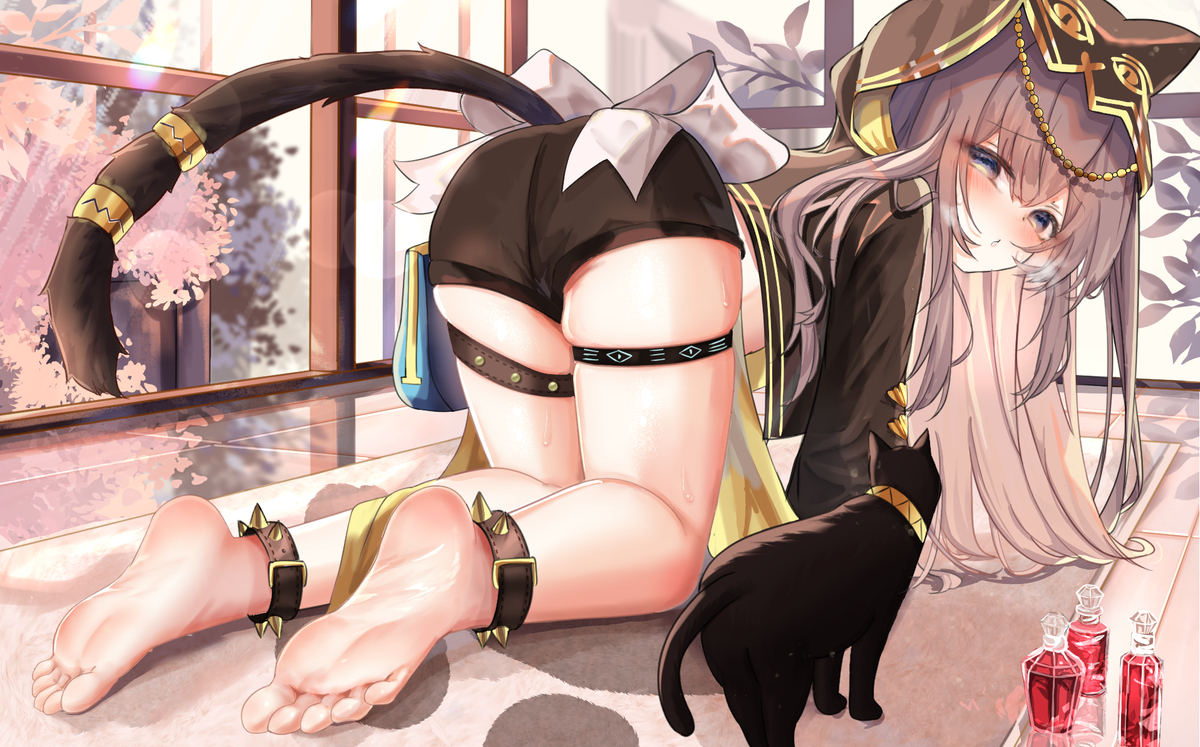 This is a pixiv picture whose title is 佩佩 裸足 黒スト.