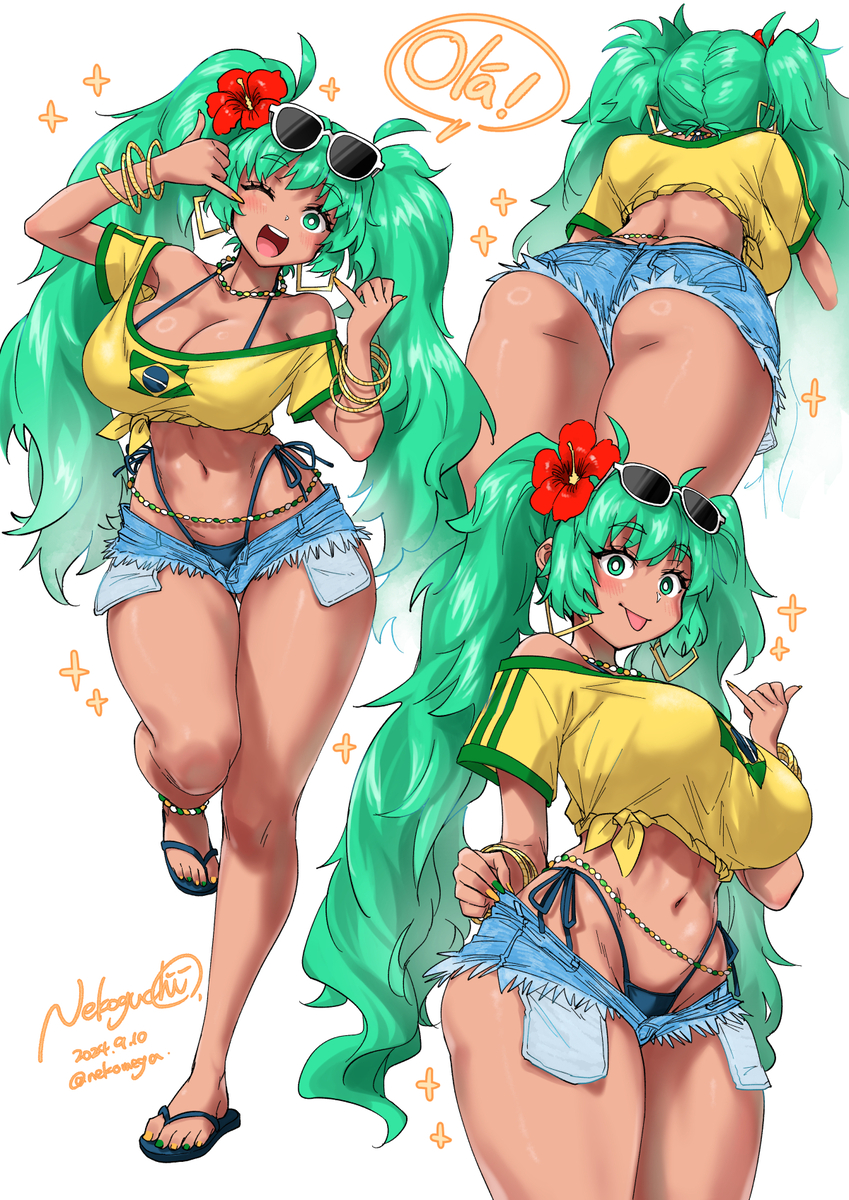 This is a pixiv picture whose title is Brazilian Miku.