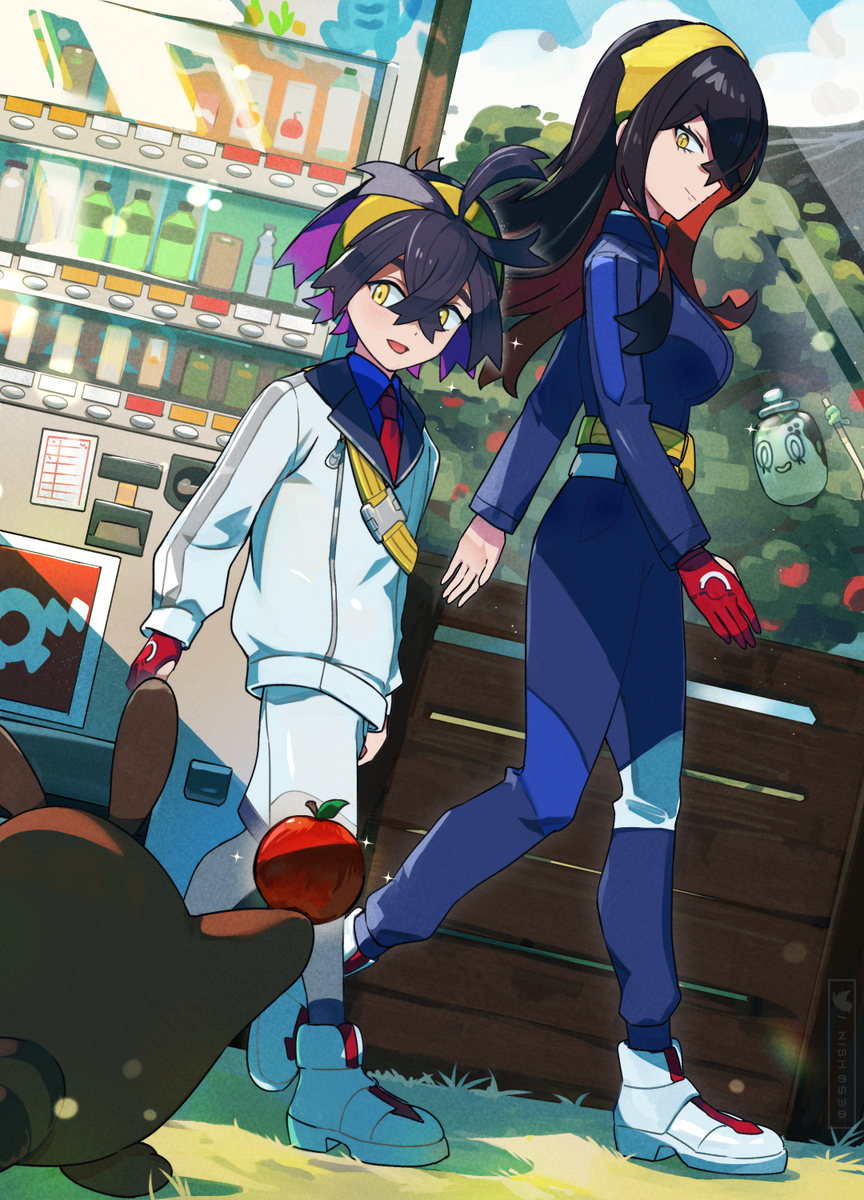 This is a pixiv picture whose title is キタカミ姉弟.