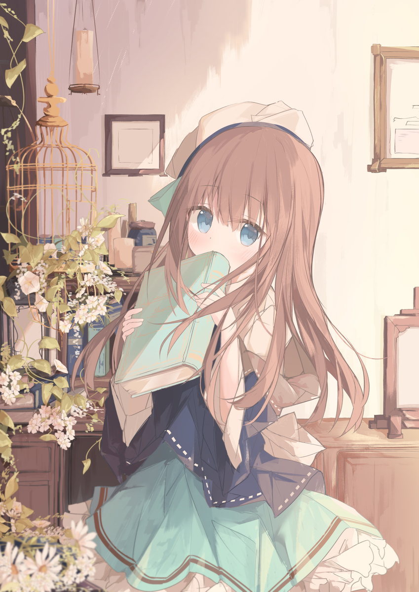 This is a pixiv picture whose title is 本と女の子.