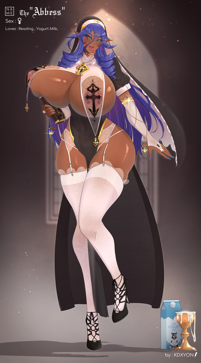 This is a pixiv picture whose title is Milena the Dark Elf Abbess.