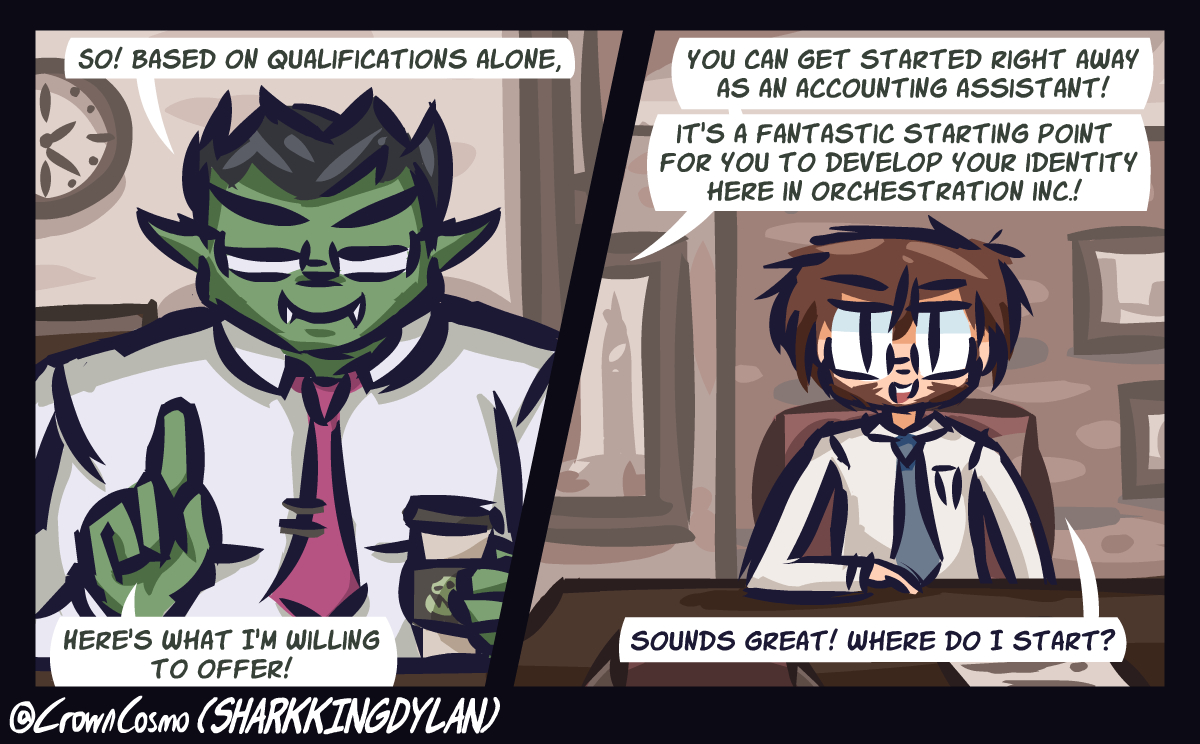 This is a pixiv picture whose title is Job Orc-ommodations (Office TG!).