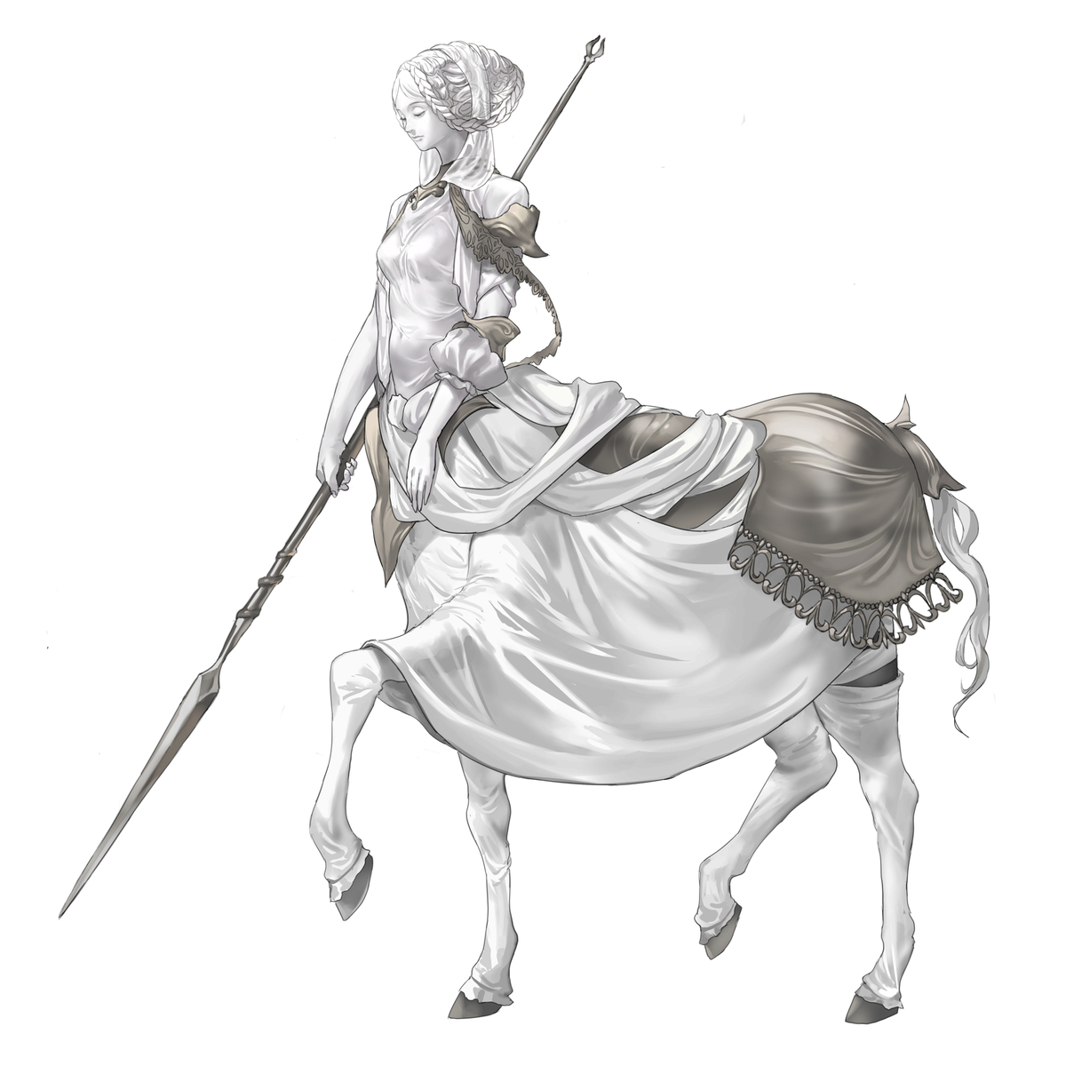 This is a pixiv picture whose title is 白獣騎兵.