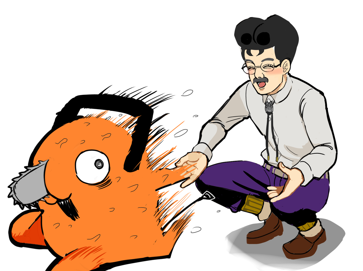 This is a pixiv picture whose title is 優しそうなおじさんとなぜか逃げるポチタ.