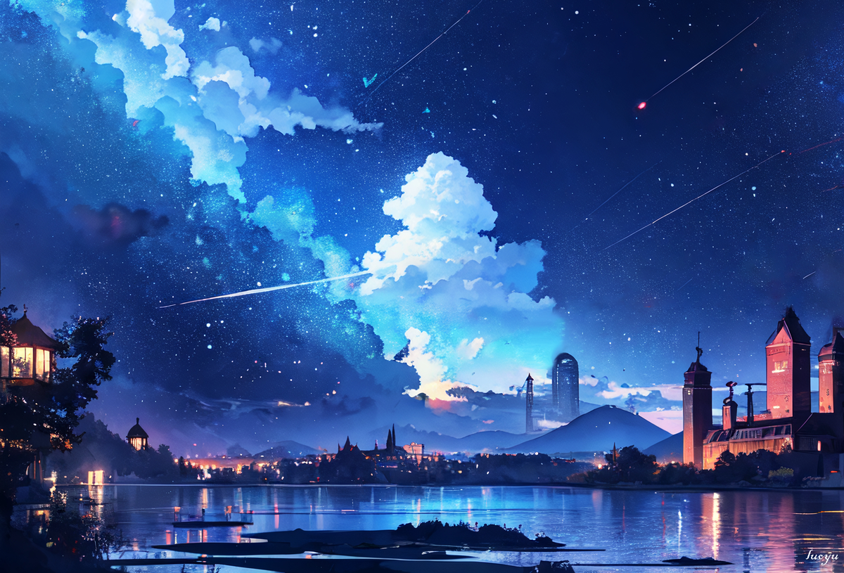This is a pixiv picture whose title is 夜は短い，夜明けが来る.