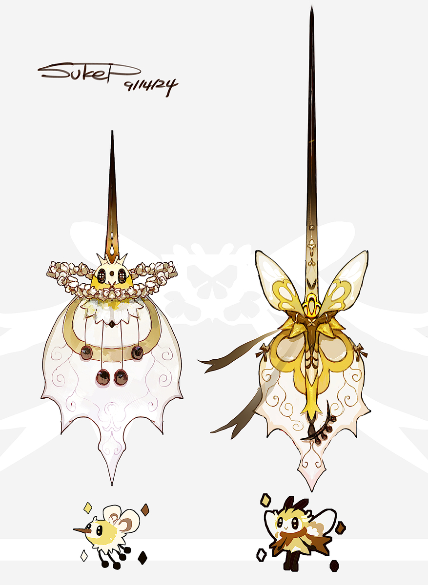 This is a pixiv picture whose title is アブリー・アブリボンモチーフの武器（ポケモン）.