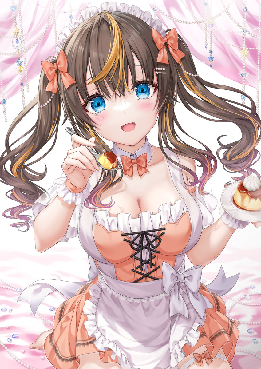 This is a pixiv picture whose title is プリンたべる.