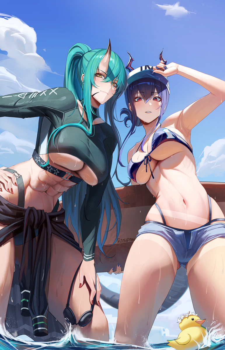 This is a pixiv picture whose title is Hoshiguma and Ch'en.