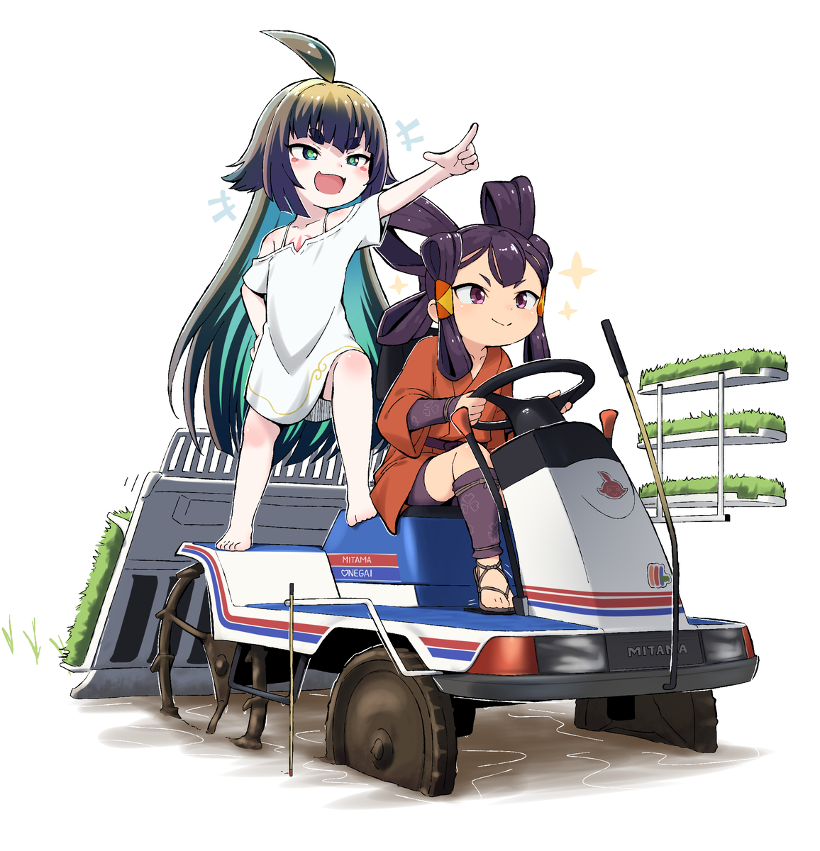 This is a pixiv picture whose title is Sakuna & Mitama.