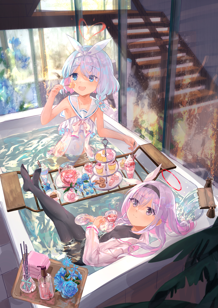 This is a pixiv picture whose title is アロプラ |  風呂と水着.