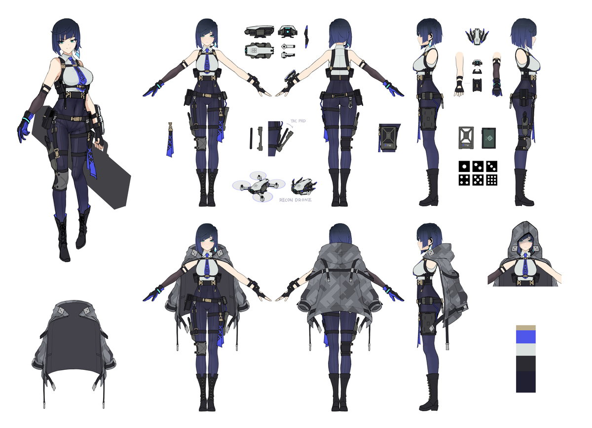 This is a pixiv picture whose title is 博物馆遭遇战 | 原神：元素战争 角色设计图.