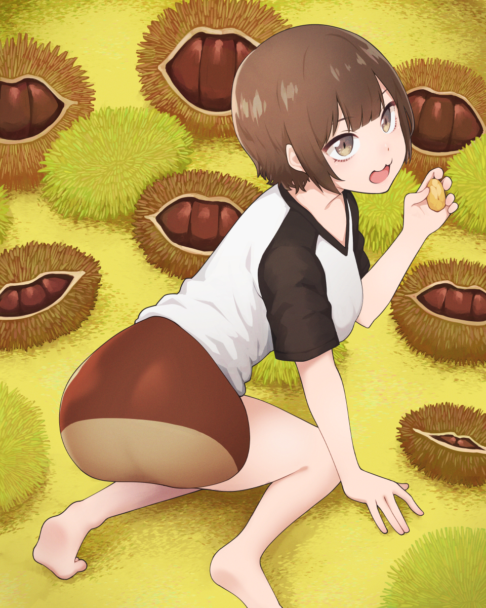 This is a pixiv picture whose title is 栗みたいなケツしてケツみたいな口で口みたいな栗食ってる.