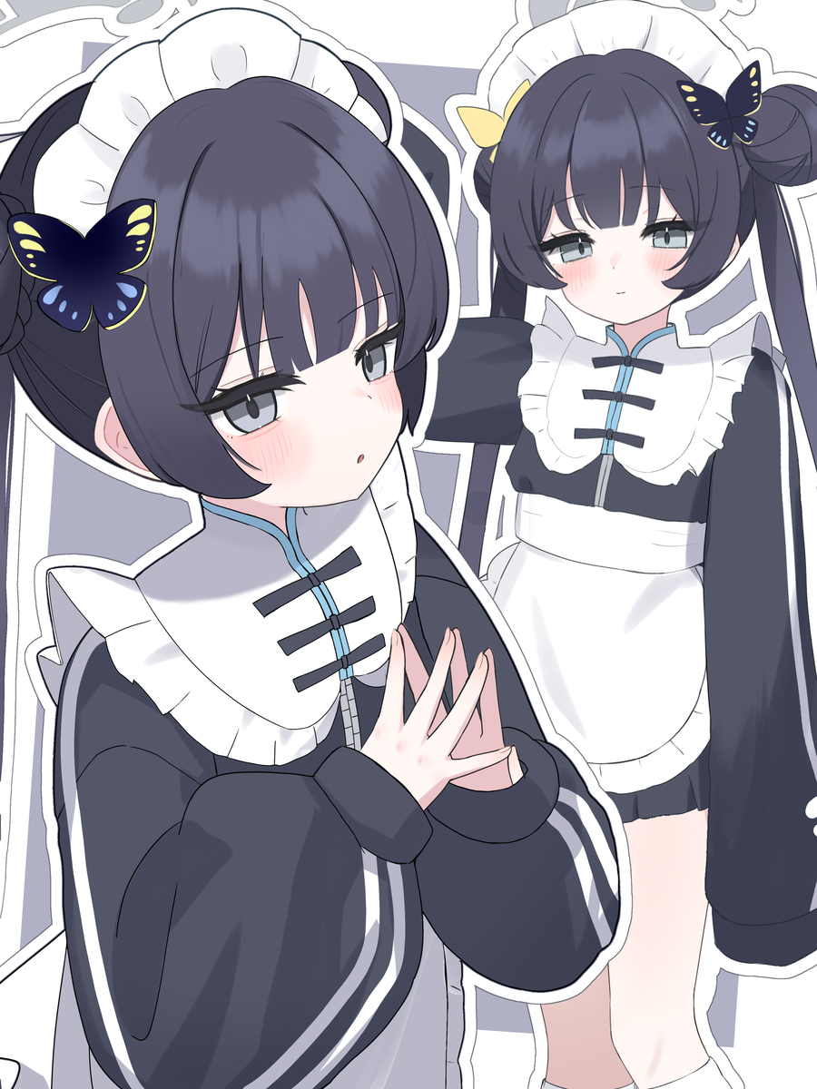 This is a pixiv picture whose title is ジャージメイド🦋.