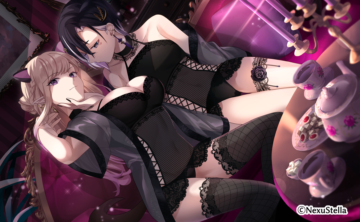 This is a pixiv picture whose title is 【仕事絵】鴉羽米丸＆闇熊れりあコラボイラスト.
