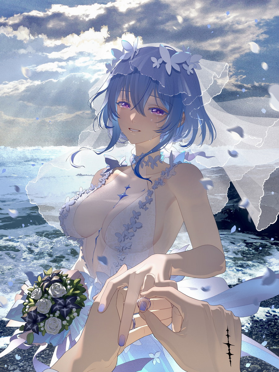 This is a pixiv picture whose title is 守岸人花嫁.