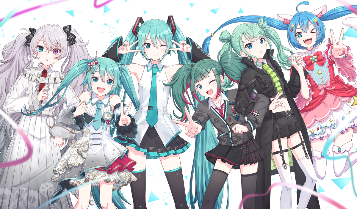 This is a pixiv picture whose title is セカイの初音ミク✌︎✌︎.