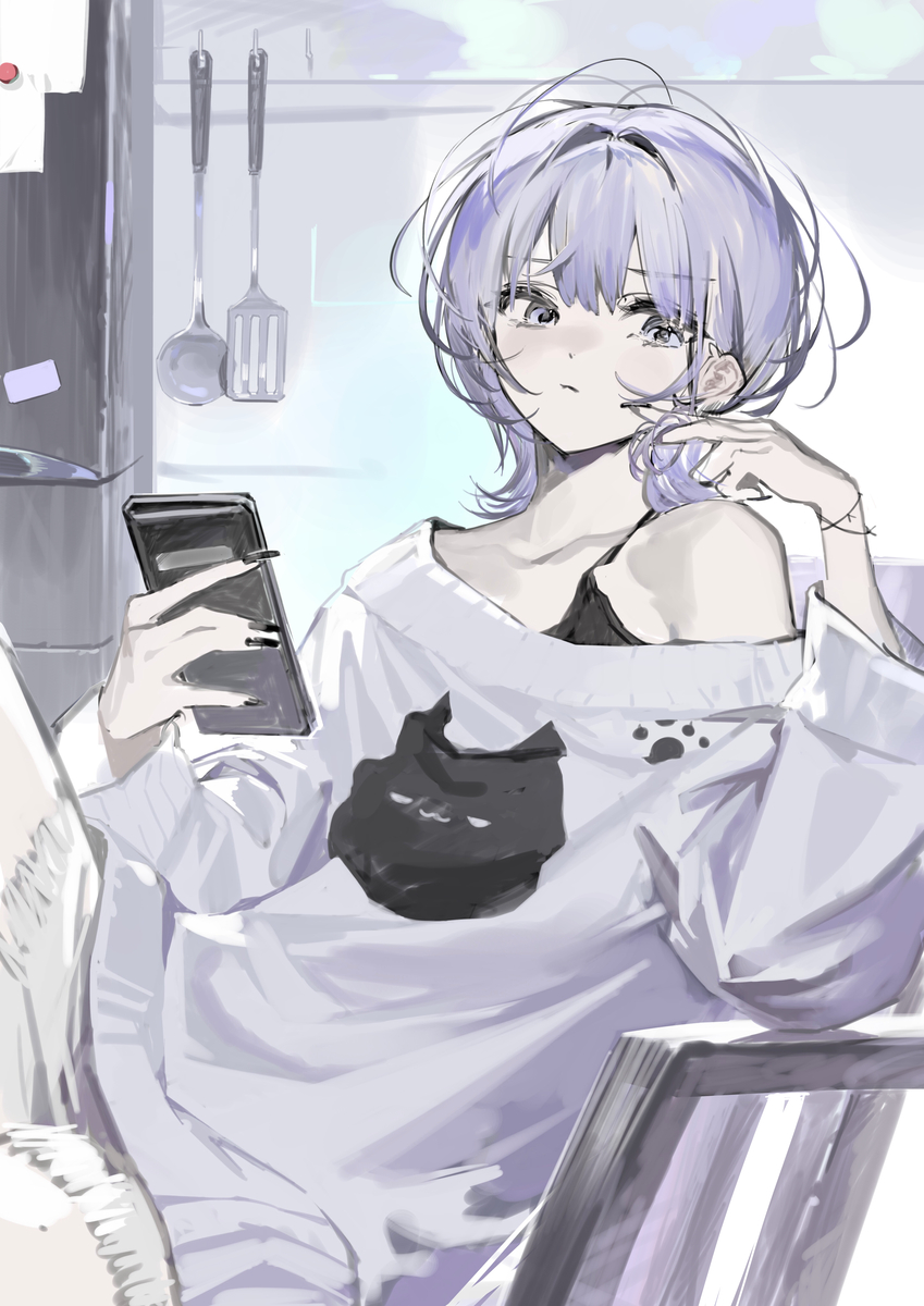 This is a pixiv picture whose title is 髪切りたい.