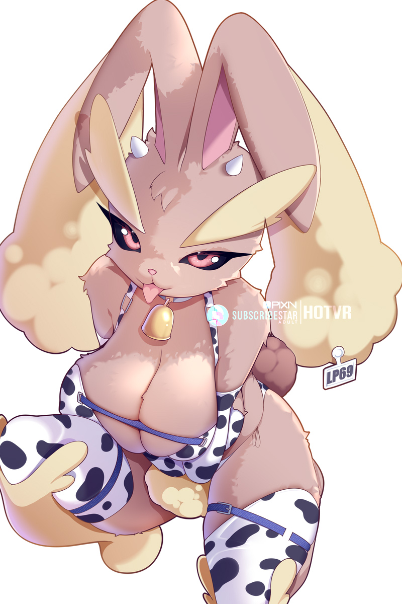 This is a pixiv picture whose title is Lopunny in cowkini.
