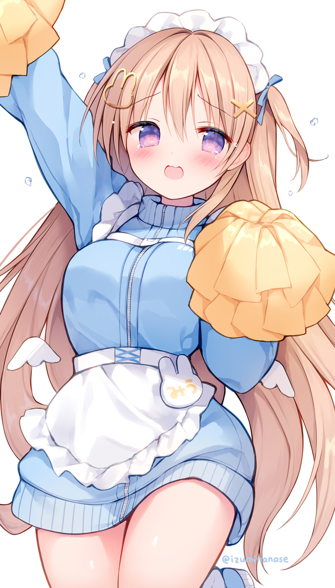 This is a pixiv picture whose title is ジャージメイドで応援✨.