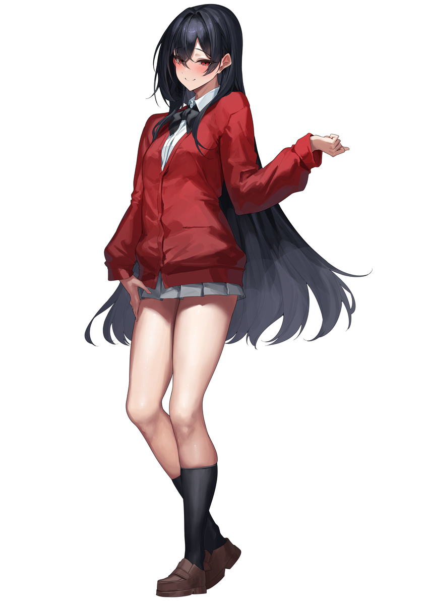 This is a pixiv picture whose title is 黒髪娘　制服！！.
