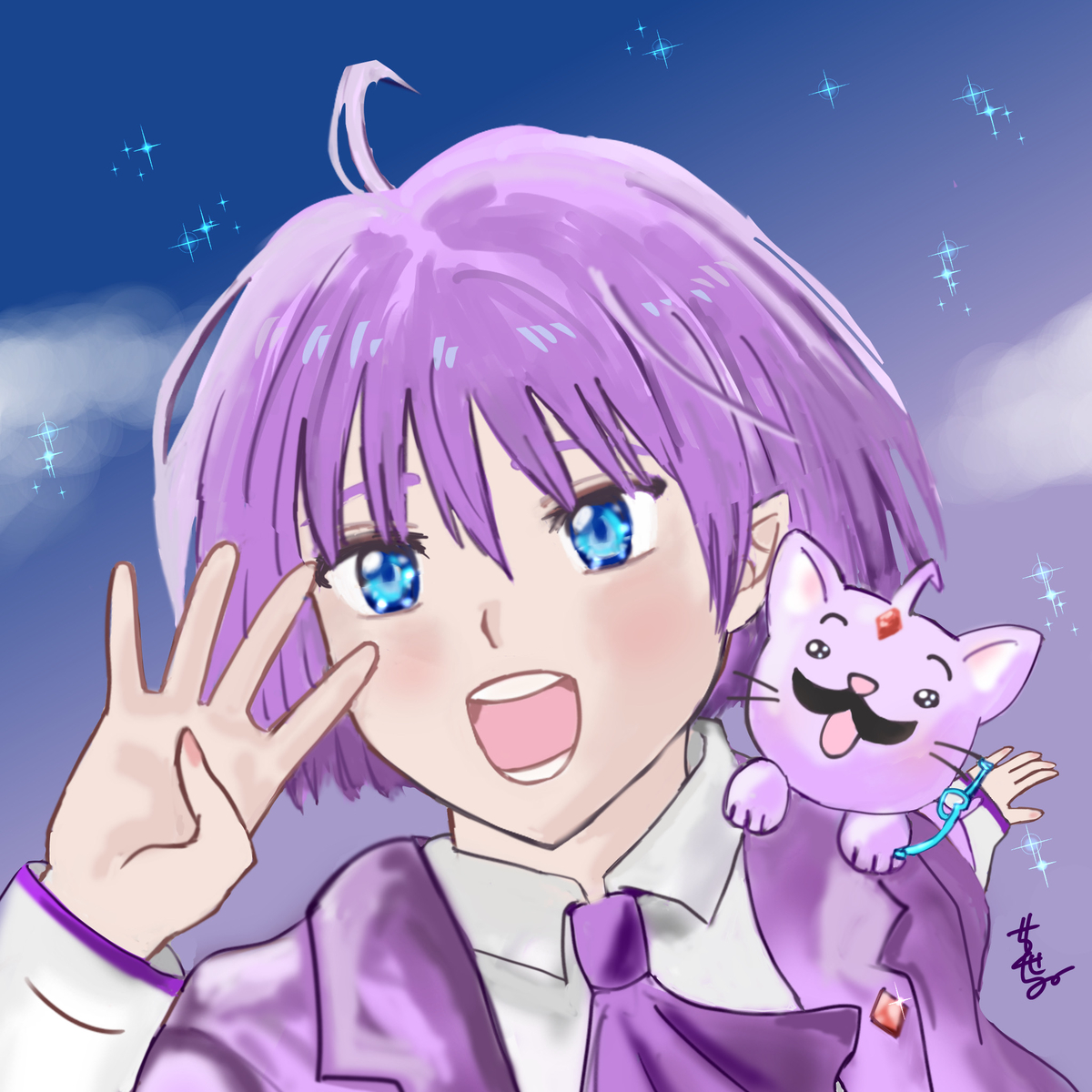 This is a pixiv picture whose title is 🧵運命の青い糸🧵.