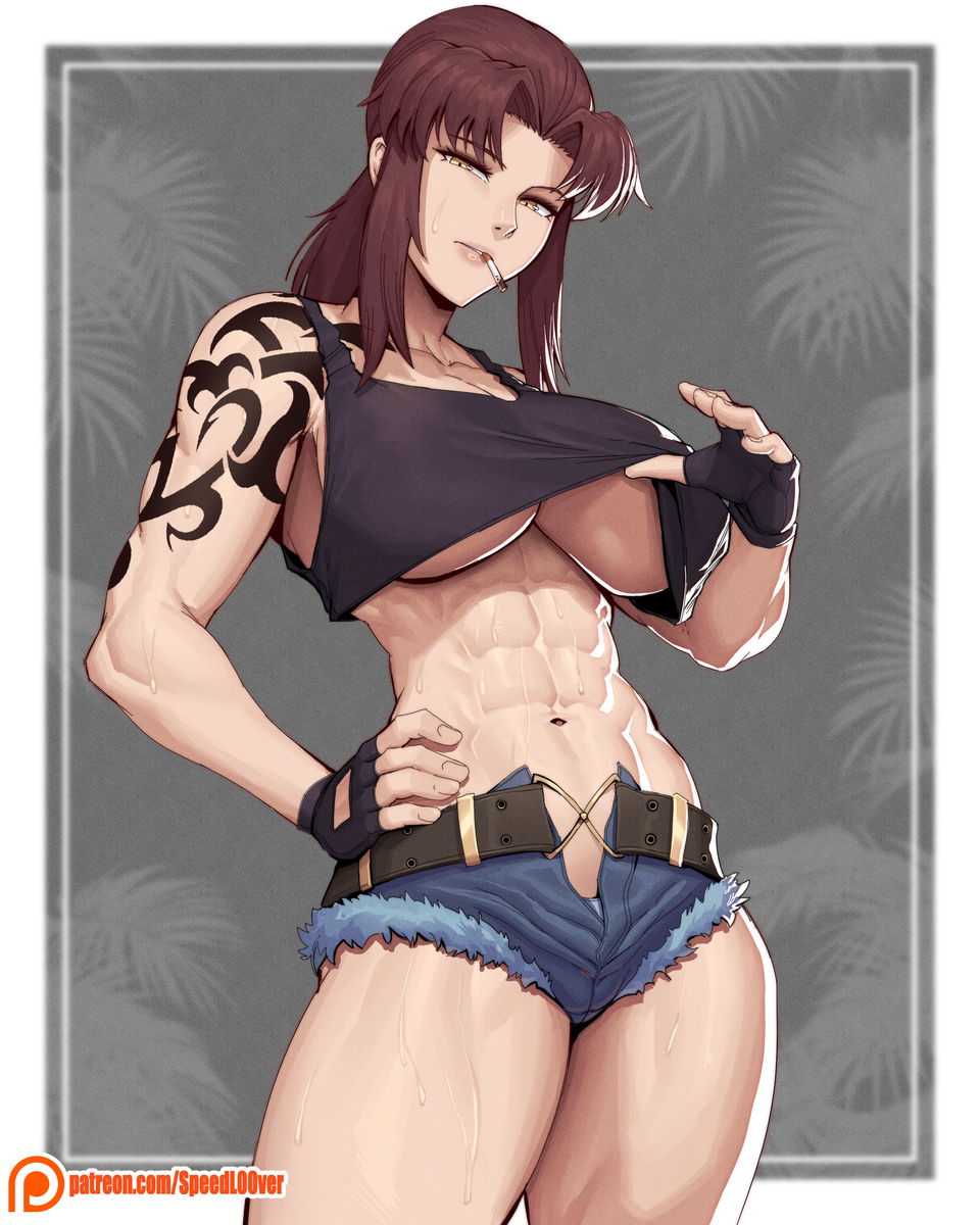 This is a pixiv picture whose title is Revy's abs- Black Lagoon.